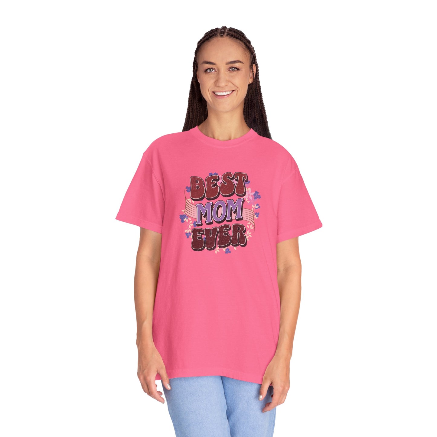 Best Mom Ever T-Shirt featuring a unisex fit and soft, garment-dyed fabric, ideal for casual wear. Show appreciation with this cozy, durable T-shirt, perfect for celebrating moms.