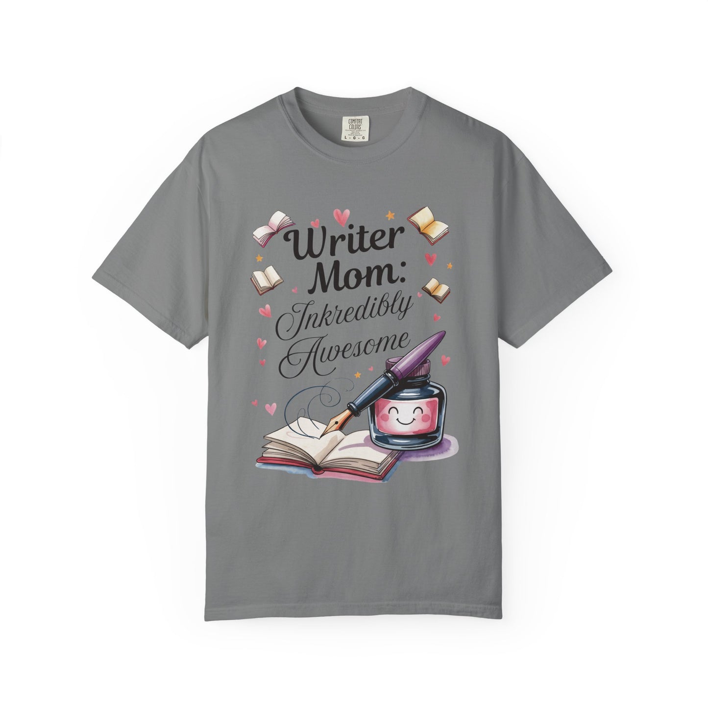 Writer Mom: Inkredibly Awesome Mother's Day Comfort Colors Unisex T-Shirt features a relaxed fit with a classic crew neckline, emphasizing comfort and style for casual settings. Perfect for Writer Moms.
