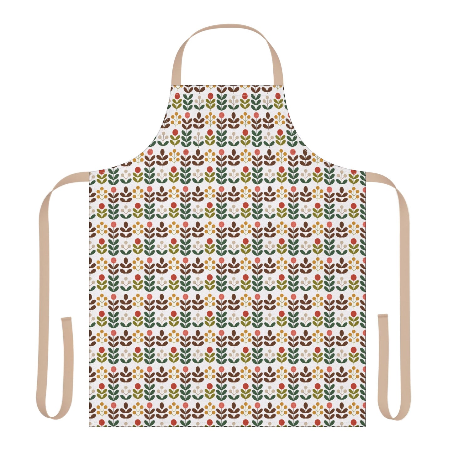 Flower Pattern Apron: A close-up showcases a vibrant floral design on a comfortable polyester canvas, ideal for creative activities. Perfect for art, cooking, or gifting, aligning with FireBrook Essentials' joyful and stylish approach.