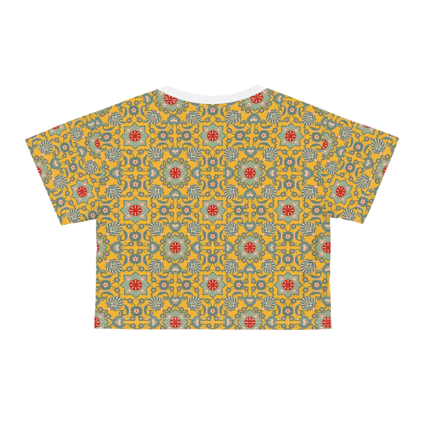 Bohemian Floral - Vibrant Yellow Patterned Top for Festivals and Summer Outings Crop T-Shirt