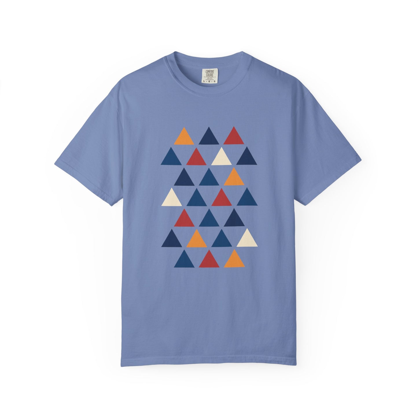 Geometric Triangle Grid T-Shirt showcases a grid of equilateral triangles in a minimalist design, ideal for those seeking a stylish, standout piece from FireBrook Essentials' uplifting apparel collection.