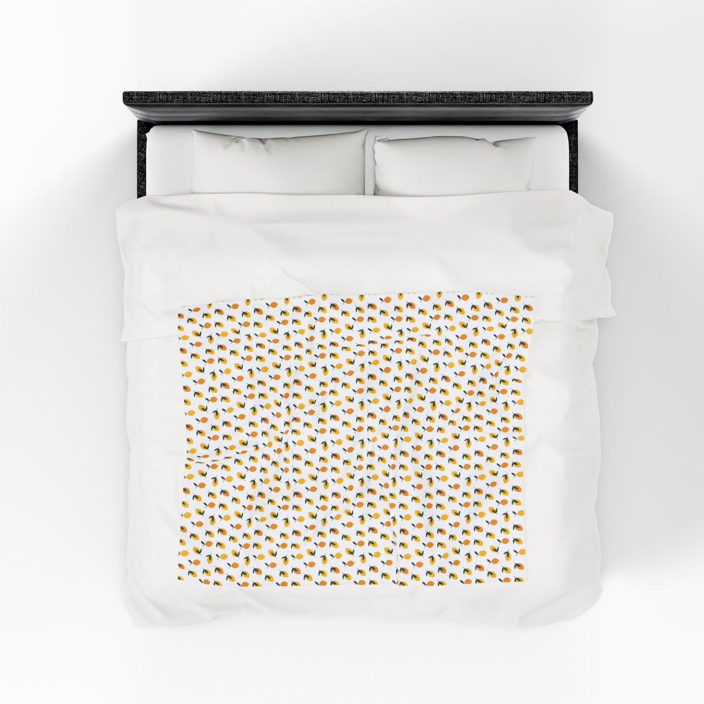 Velveteen Plush Blanket - Lemon Pattern, featuring a vibrant, summery design perfect for adding joy and color to your space, ideal for cozy evenings or outdoor activities.