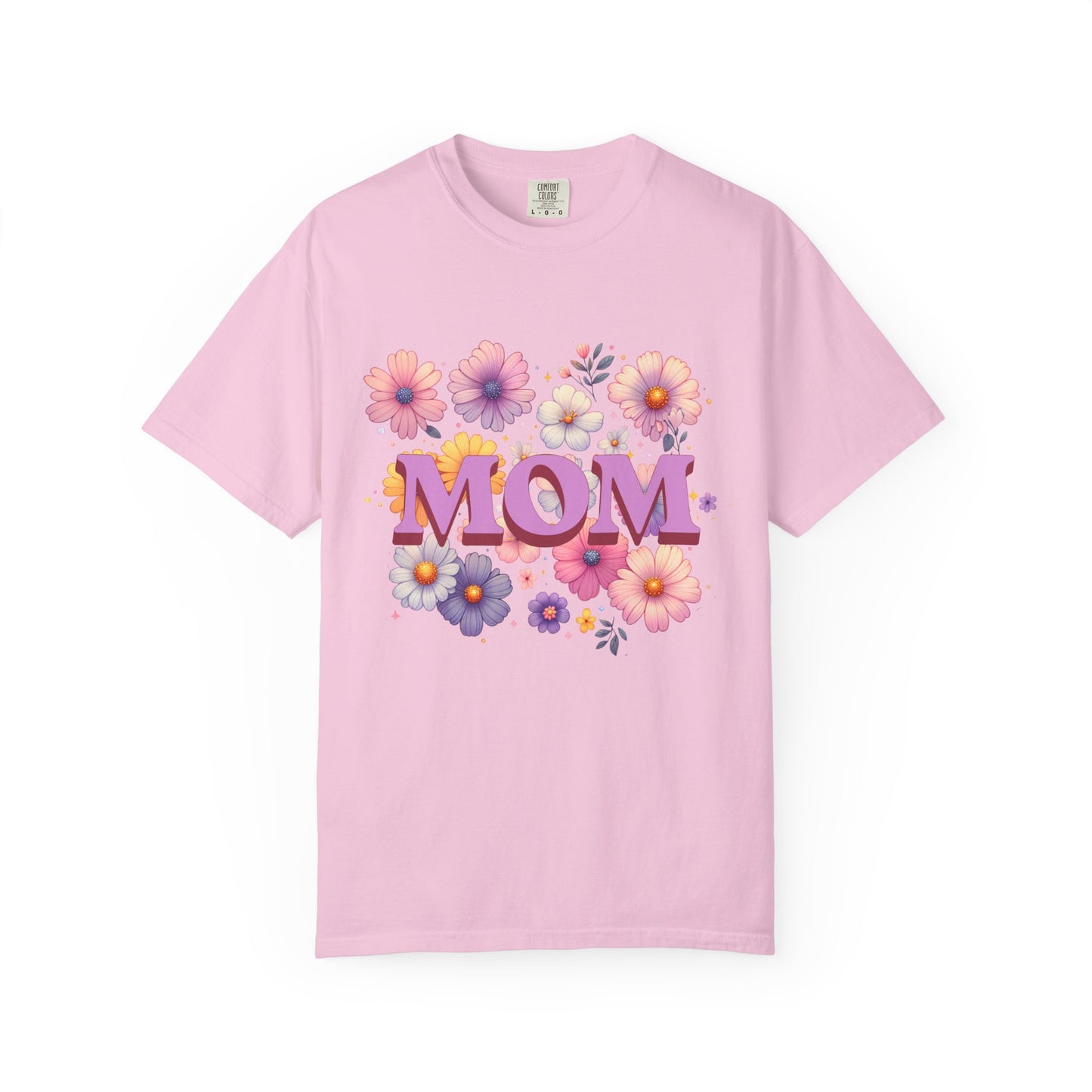 Mother's Day Comfort Colors T-shirt, featuring a classic crew neckline and relaxed fit, showcases durable double-needle stitching. This unisex tee is garment-dyed for softness, embodying FireBrook Essentials' commitment to comfort and style.