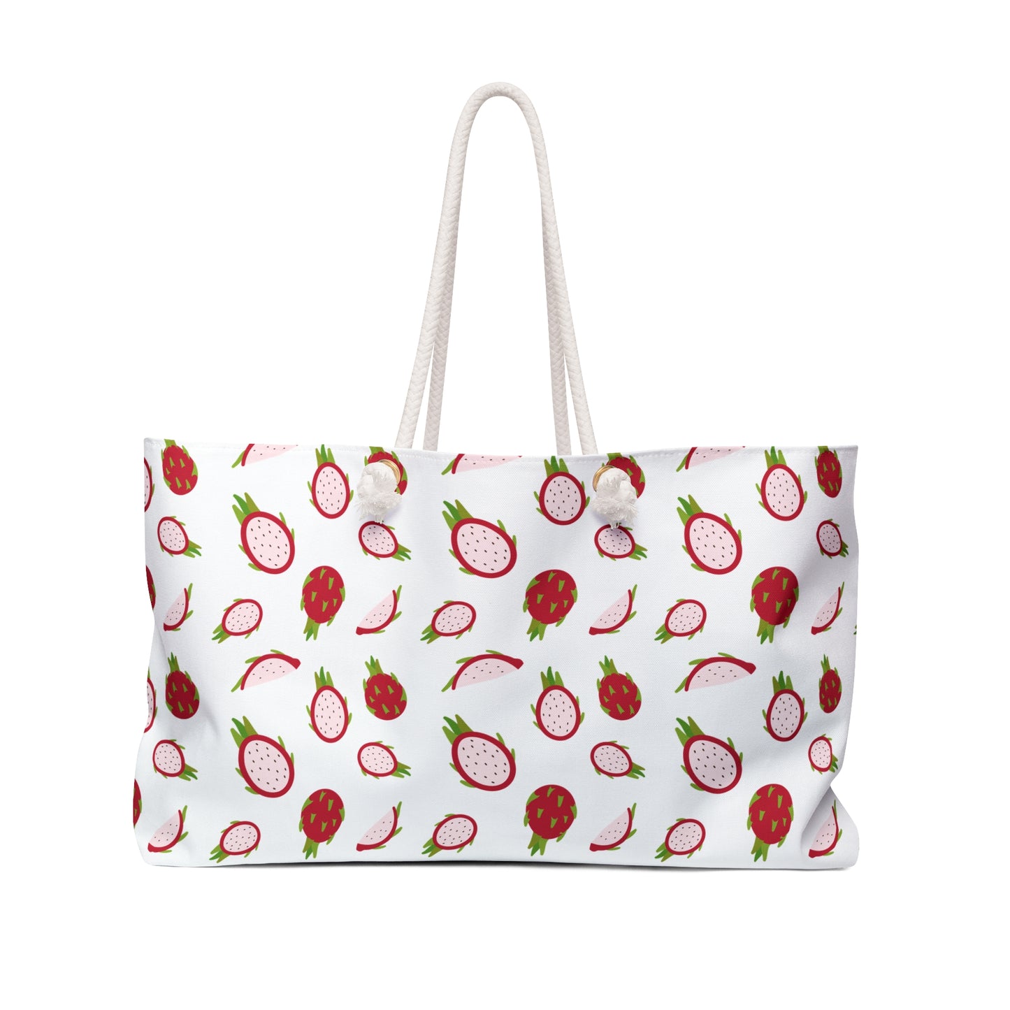 Dragonfruit Pattern Weekender Bag – Vibrant Tropical Travel Tote featuring a colorful dragonfruit design, spacious 24x13 size with durable rope handles, ideal for stylish, joyful getaways, and everyday use.