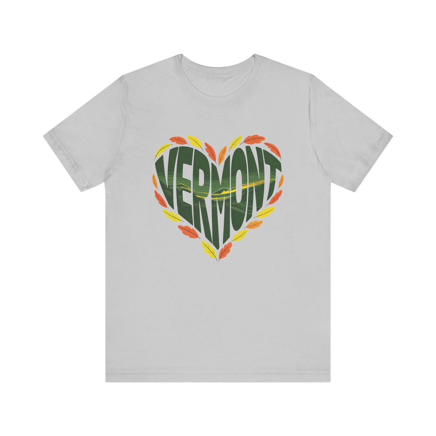 Vermont Love Bella+Canvas Unisex T-Shirt showcases a relaxed, outdoorsy style, perfect for nature enthusiasts. Features retail fit, ribbed collar, and shoulder tape, reflecting FireBrook Essentials' commitment to comfort and positivity.