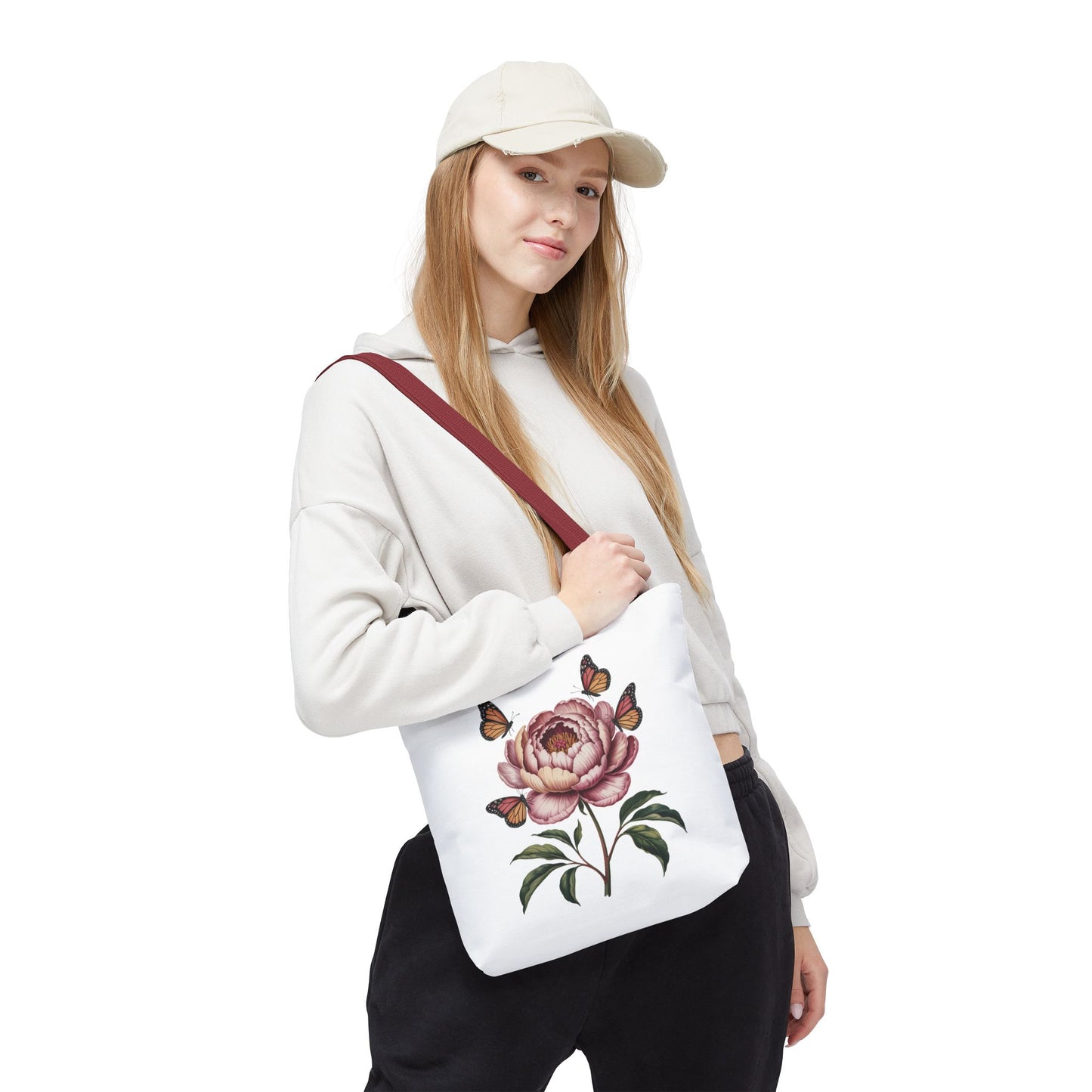 Botanical with Vintage-Inspired Illustration Tote Bag displaying vivid flowers, intricate leaves, butterflies, and moths; ideal for nature lovers. This tote combines elegance with functionality, enhancing everyday flair.