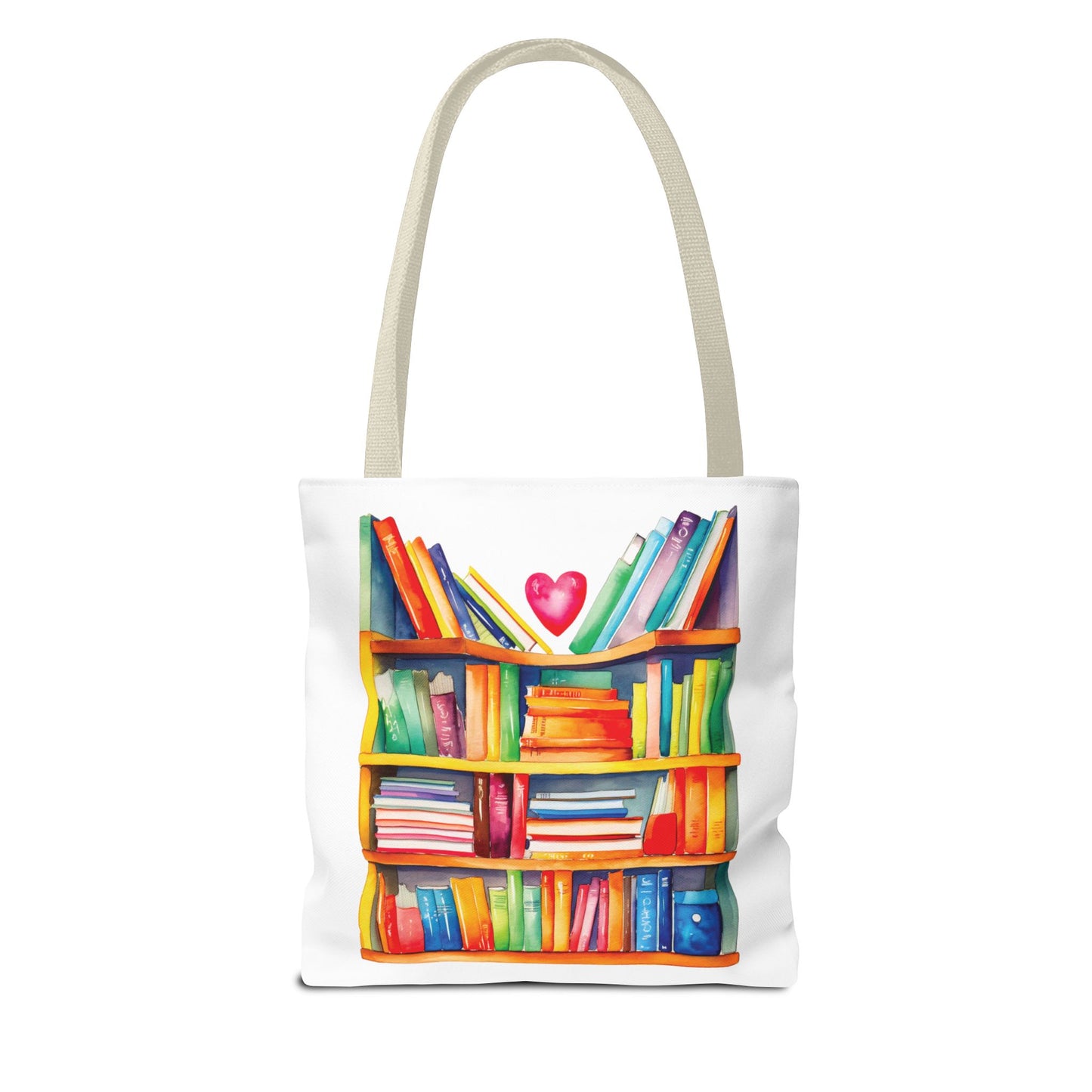 Books Tote Bag - 100% Spun Polyester, featuring a book-themed design, durable fabric, and reinforced stitching, ideal for book lovers seeking a stylish, reliable accessory.