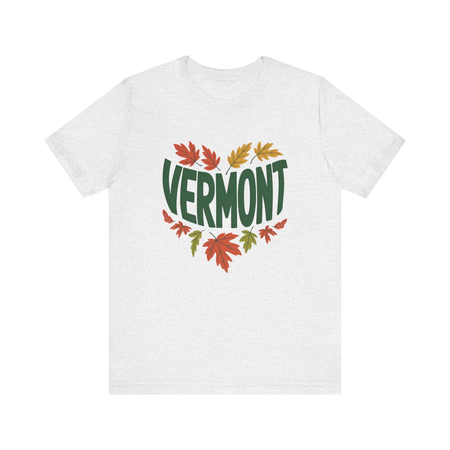 Vermont Love Bella+Canvas Unisex T-Shirt showcasing a relaxed, outdoorsy design, perfect for nature enthusiasts. Features a retail fit with shoulder tape and ribbed knit collar for stability, exemplifying FireBrook Essentials' stylish comfort.