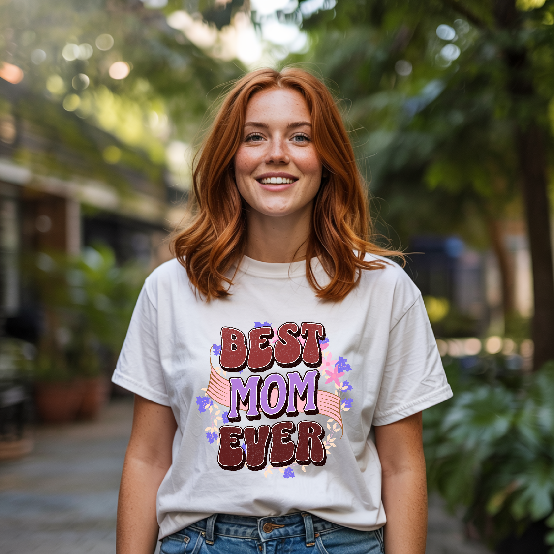 Best Mom Ever T-Shirt, unisex fit, showcasing double-needle stitching and a seamless look. Made from soft, garment-dyed 100% US cotton, perfect for casual comfort and appreciation.