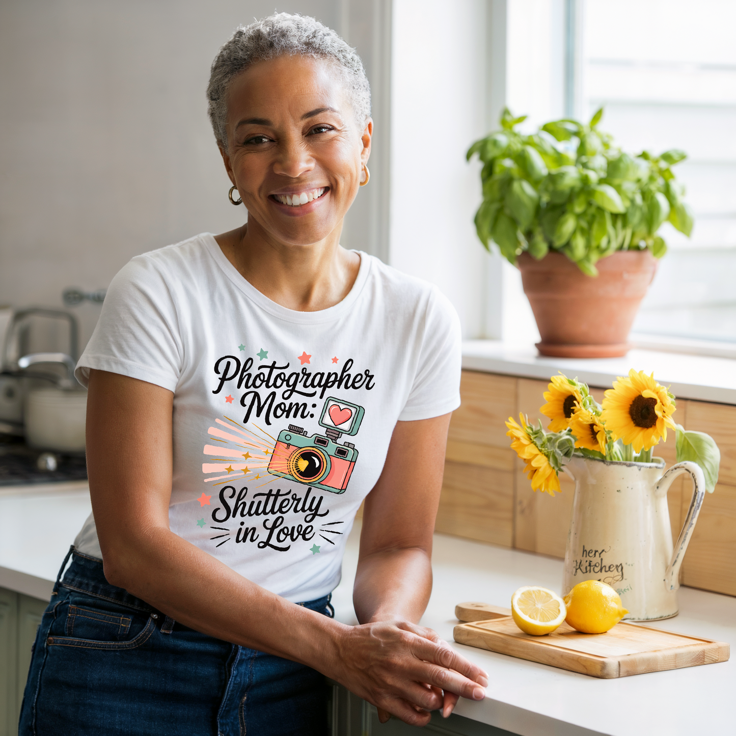 Photographer Mom: Shutterly In Love T-Shirt, a unisex garment-dyed t-shirt with a relaxed fit and classic crew neckline, ideal for both casual and stylish wear. Made from 100% ring-spun US cotton.