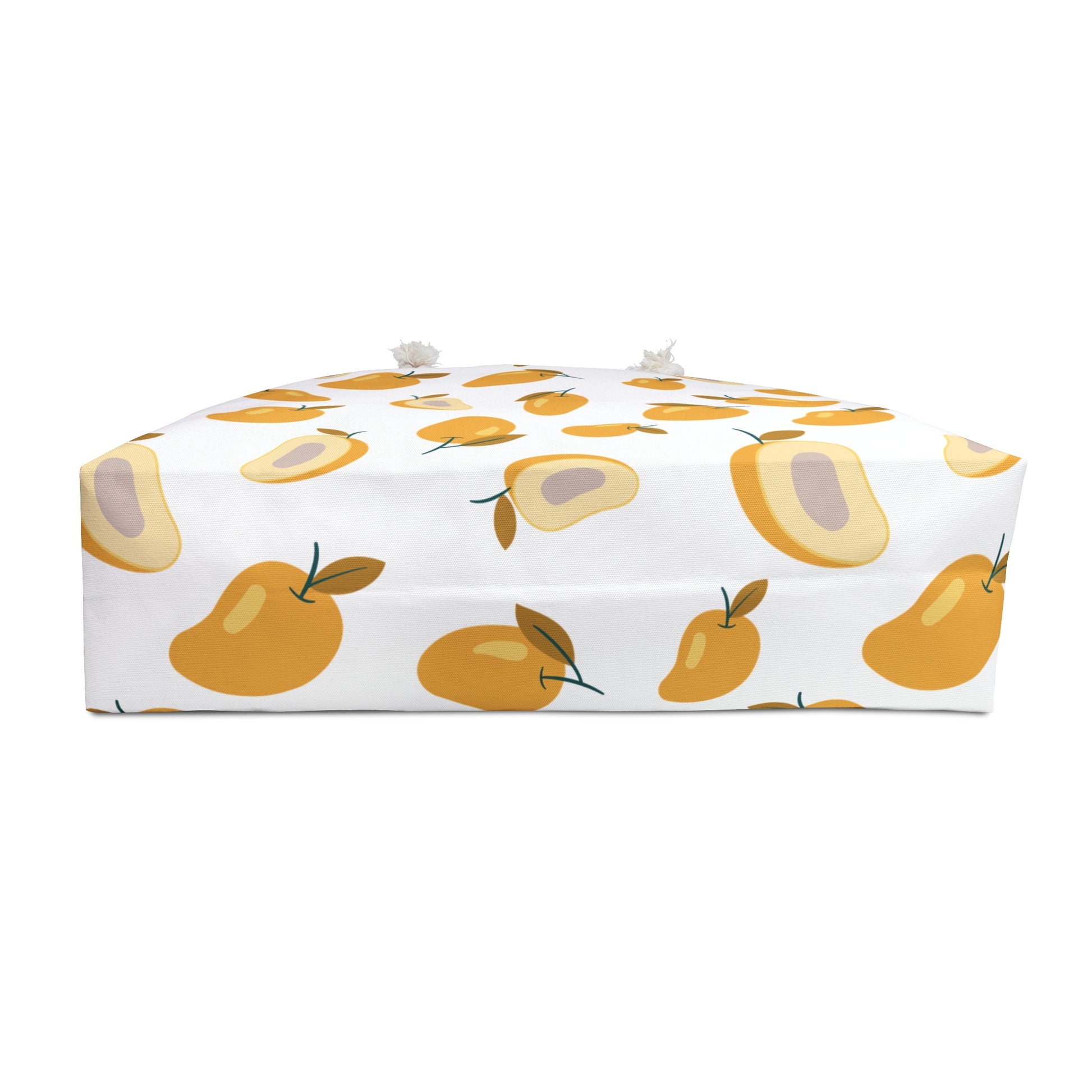Mango Weekender Bag – Tropical Fruit Travel Tote, showcasing a vibrant mango design. Perfect for beach trips with its spacious, durable 24 x 13 build and comfortable rope handles, embodying FireBrook Designs' joyful style.