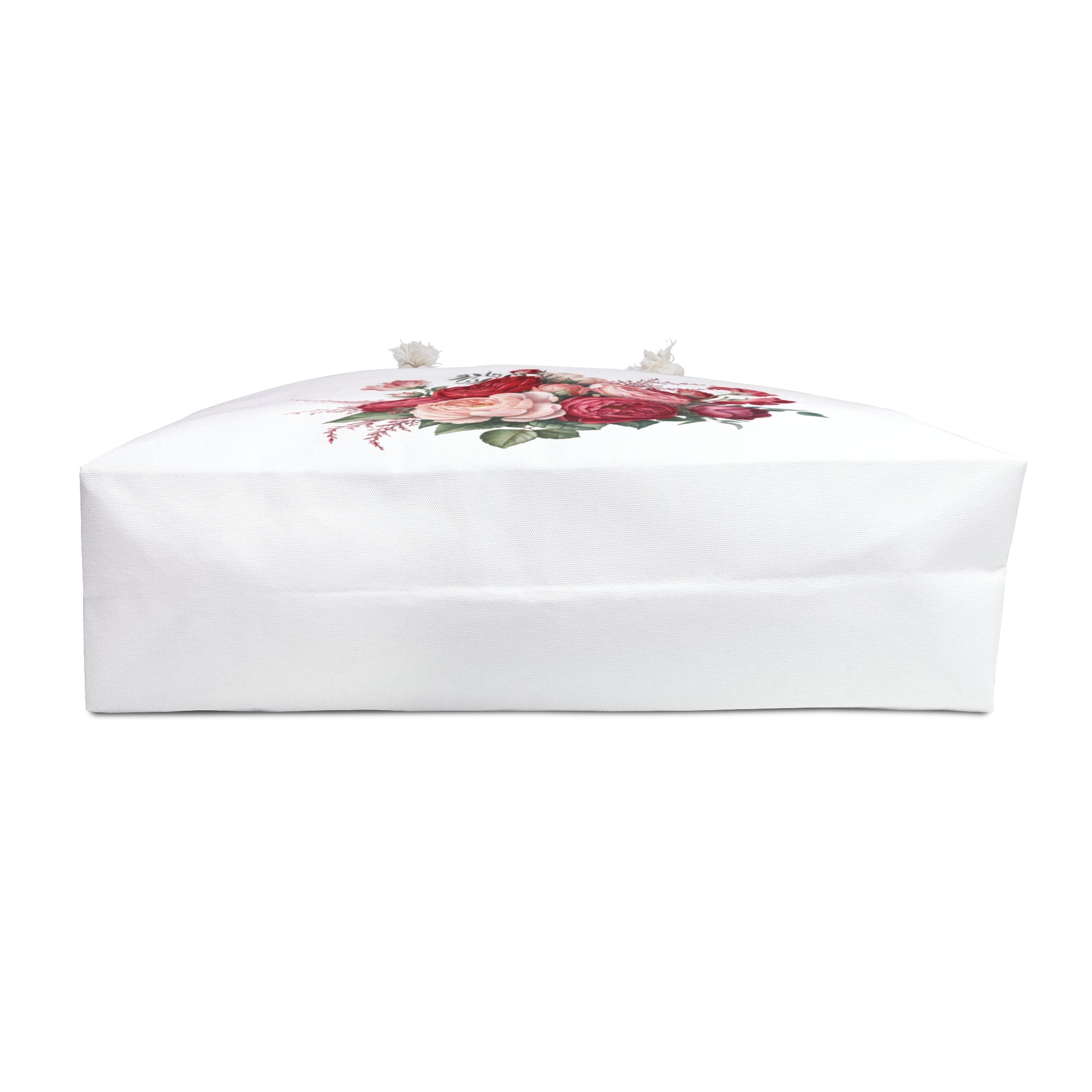 Weekender Bag - Red Bouquet Design featuring vibrant floral patterns on durable polyester, with rope handles and a spacious interior, perfect for stylish, joyful travels.