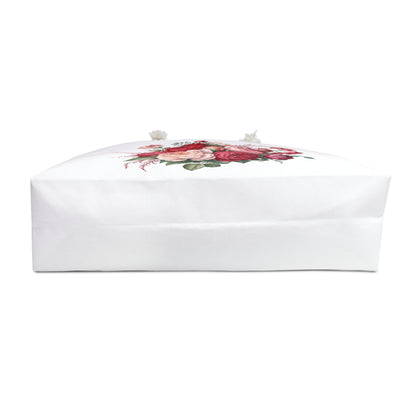 Weekender Bag - Red Bouquet Design featuring vibrant floral patterns on durable polyester, with rope handles and a spacious interior, perfect for stylish, joyful travels.