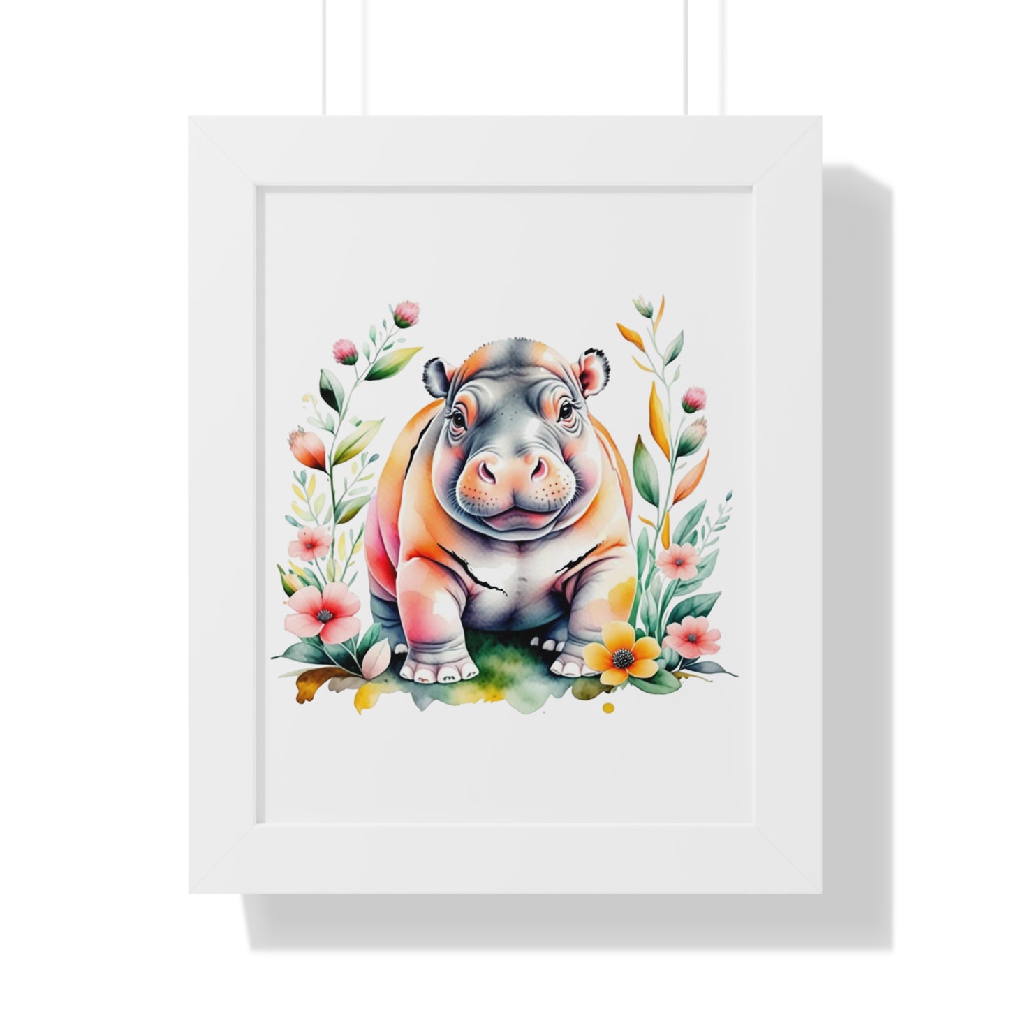 Whimsical Baby Hippo Wall Art