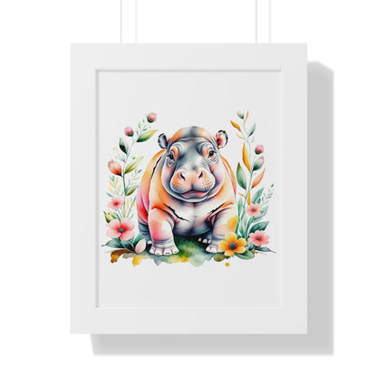 Whimsical Baby Hippo Wall Art