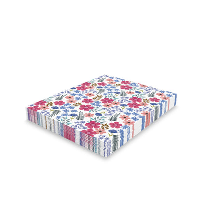 Floral Wildflower Greeting Cards — Pack of 8/16/24, featuring vibrant, hand-drawn wildflowers on a matte-finish, white background, neatly stacked. Ideal for sending cheerful, personal messages with a touch of springtime joy.