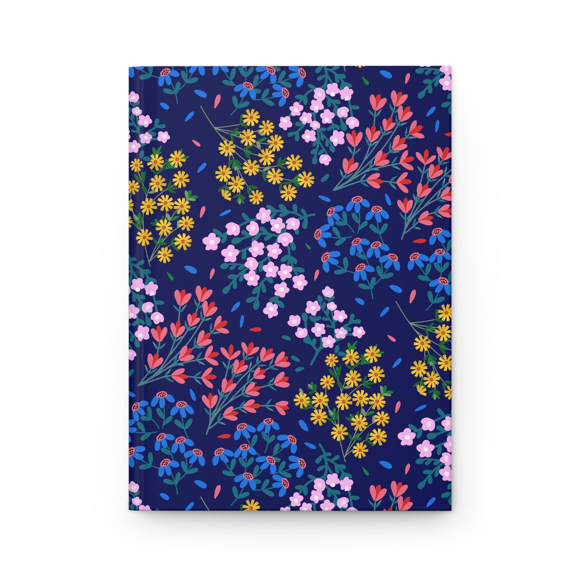 Floral Meadow Hardcover Journal — Navy Botanical Notebook for Notes & Gifts: A vibrant journal with a velvety floral cover, 150 lined pages, and casewrap binding, perfect for joyful note-taking.