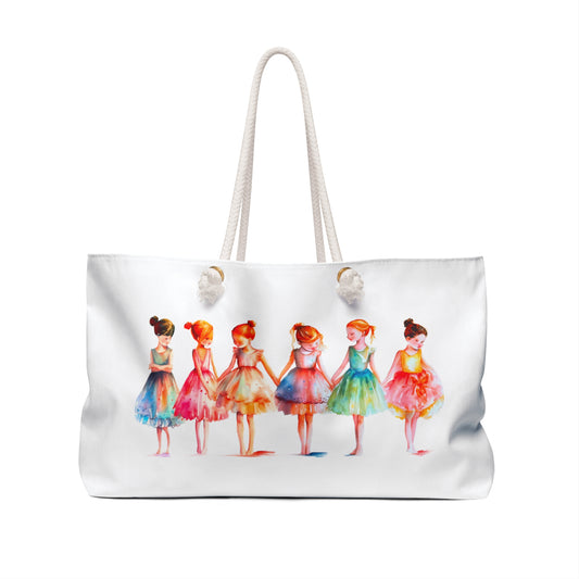 Weekender Bag - Ballet Kids Travel Tote featuring whimsical Ballet Kids design, ideal for dance enthusiasts or busy parents. This playful, durable bag offers ample storage, perfect for joyful weekend getaways or dance events.