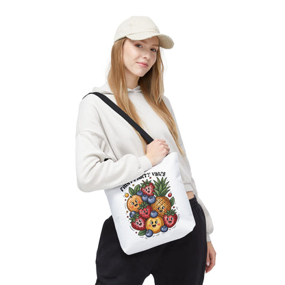 Fruit Party Tote Bag - Fun Summer Vibes, features a vibrant design. Ideal for summer outings, its durable polyester body and reinforced handles make it perfect for joyful, everyday use.