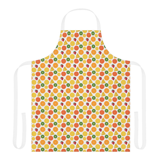 Apron, Fruit Slices Pattern, 5-Color Straps: A vibrant apron featuring a playful fruit slices design, perfect for creative cooking or crafting, embodying FireBrook Essentials' joyful and stylish approach to everyday life.
