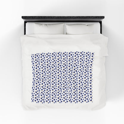 Plush Blanket - Blueberry Pattern from FireBrook Designs, showcasing cozy white fabric adorned with delicate blue berry motifs, ideal for enhancing home decor with warmth and comfort.
