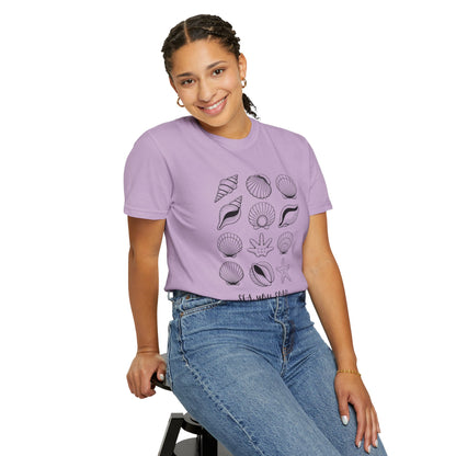 Seashells and Sea You Soon T-Shirt showcasing a seashell design with the phrase Sea You Soon, embodying a relaxed beach vibe. Ideal for ocean lovers, offering comfort with its crew neckline and relaxed fit.