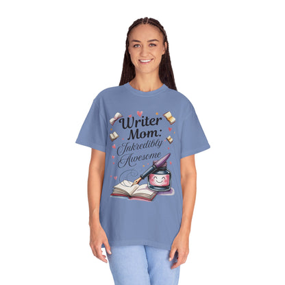 Writer Mom: Inkredibly Awesome Mother's Day Comfort Colors Unisex T-Shirt; features a relaxed fit and classic crew neckline, embodying comfort and style with durable double-needle stitching, perfect for casual wear.