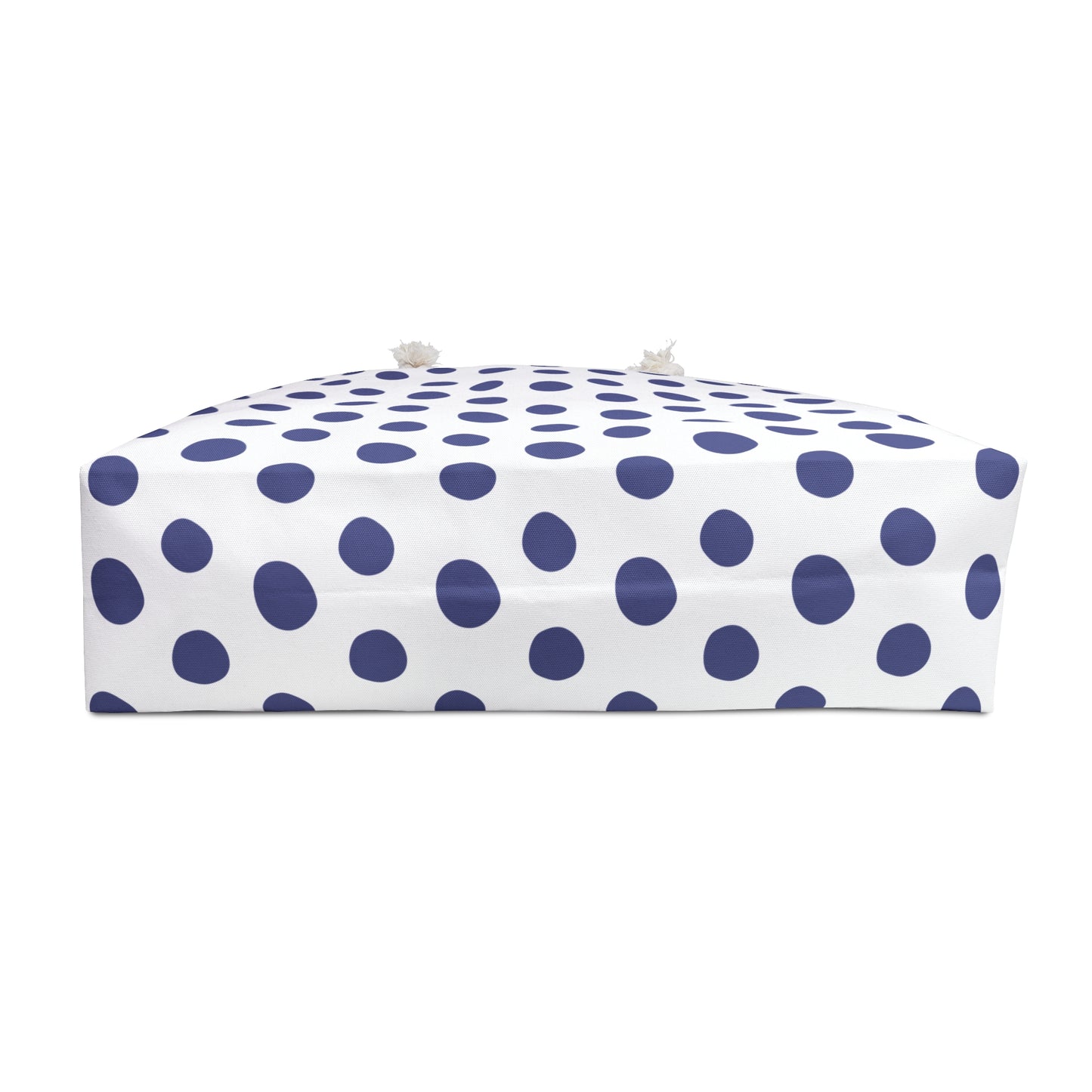 Weekender Bag - Blue Polka Dots Travel Tote with stylish polka dot pattern, spacious interior, and convenient rope handles, perfect for weekend trips and holidays, embodying FireBrook Essentials' commitment to joyful, functional design.
