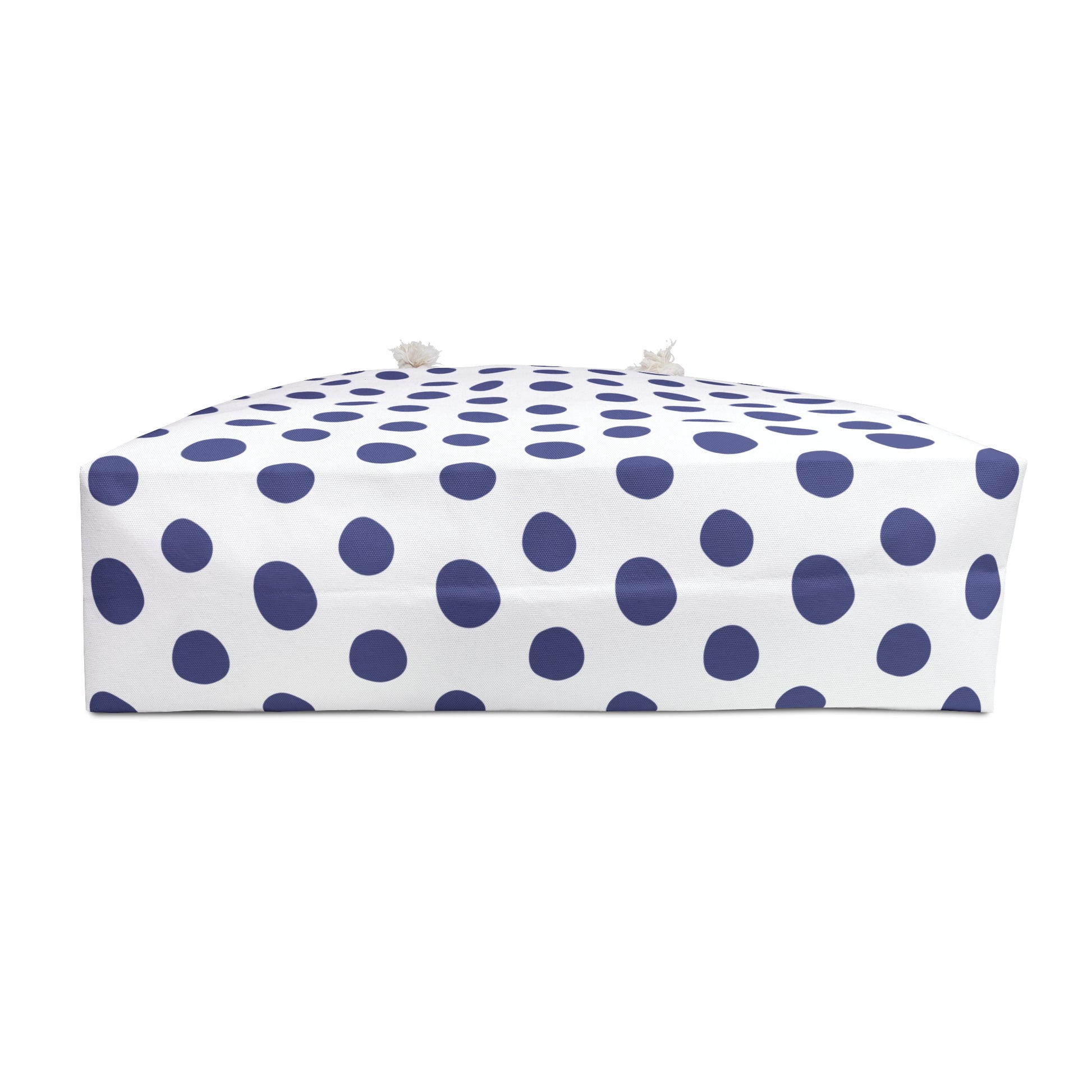 Weekender Bag - Blue Polka Dots Travel Tote with stylish polka dot pattern, spacious interior, and convenient rope handles, perfect for weekend trips and holidays, embodying FireBrook Essentials' commitment to joyful, functional design.