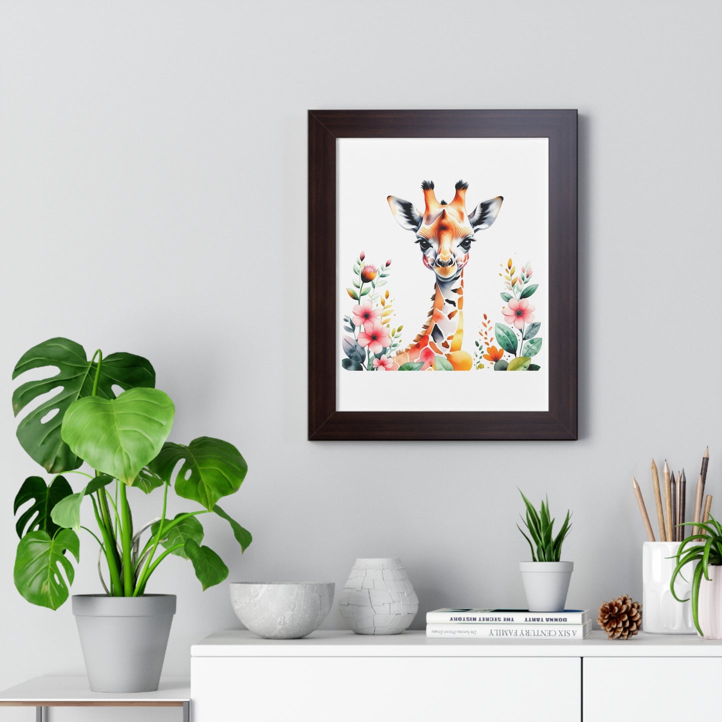 Whimsical Baby Giraffe Vertical Poster