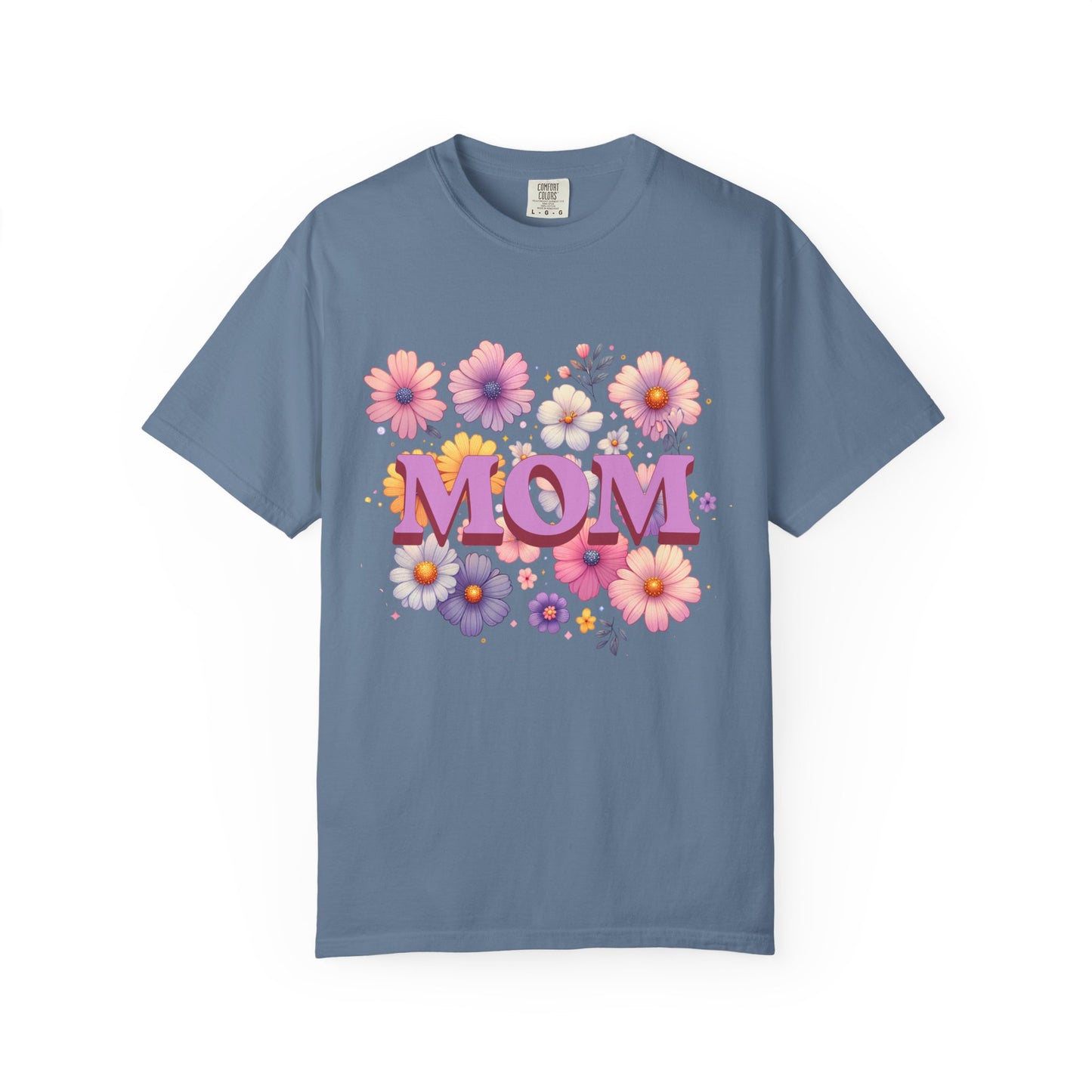 Mother's Day Comfort Colors T-shirt with a classic crew neckline and relaxed fit, showcasing durable double-needle stitching and sleek, side-seam-free design, perfect for a comfortable and special gift.
