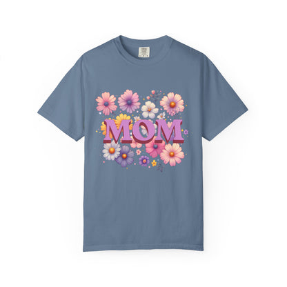 Mother's Day Comfort Colors T-shirt with a classic crew neckline and relaxed fit, showcasing durable double-needle stitching and sleek, side-seam-free design, perfect for a comfortable and special gift.