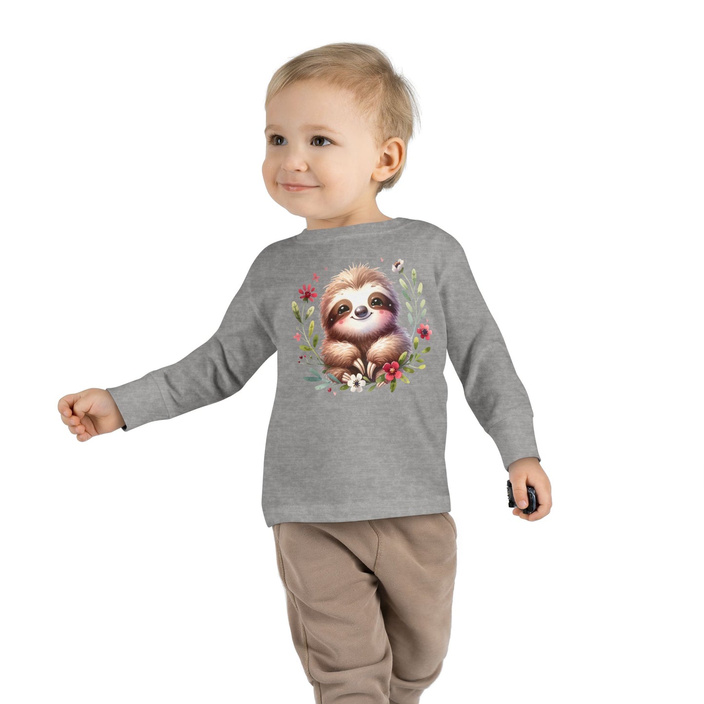 Cute Sloth Design Toddler Long Sleeve Tee -