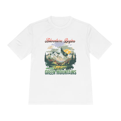 Adventure Begins in the Green Mountains Moisture Wicking Tee