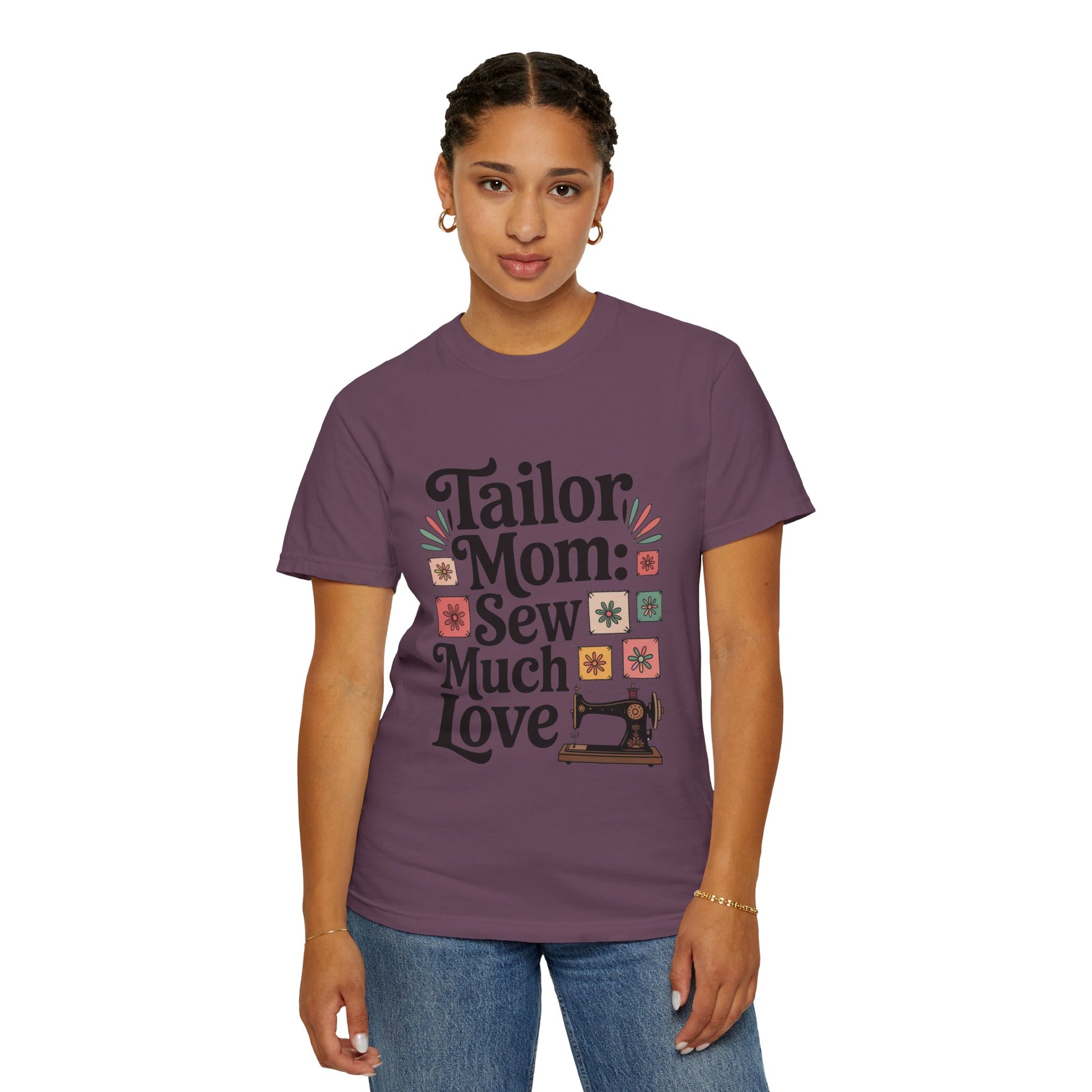 Tailor Mom Mode: Sew Much Love Mother's Day Comfort Colors Unisex T-Shirt, featuring a relaxed fit and classic crew neckline, ideal for sewing enthusiasts seeking comfort and style from FireBrook Essentials.