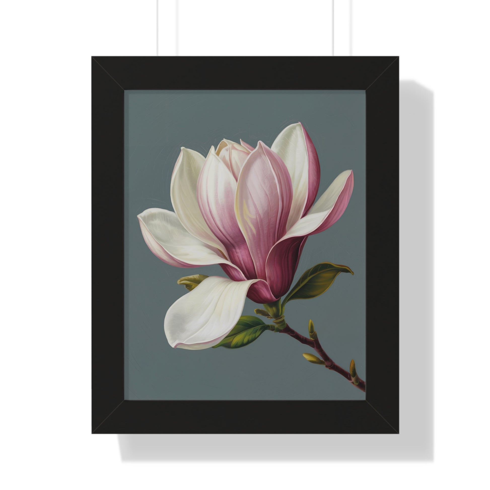 Vertical Poster - Magnolia Flower Design showcasing detailed close-ups of white and pink petals, capturing the essence of tranquility and elegance, ideal for home decor or gifting by FireBrook Designs.