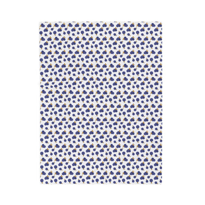 Plush Blanket - Blueberry Pattern, featuring a cozy design with a repeating motif of blue berries, perfect for adding warmth and style to your home decor. Ideal for snuggling on chilly evenings.