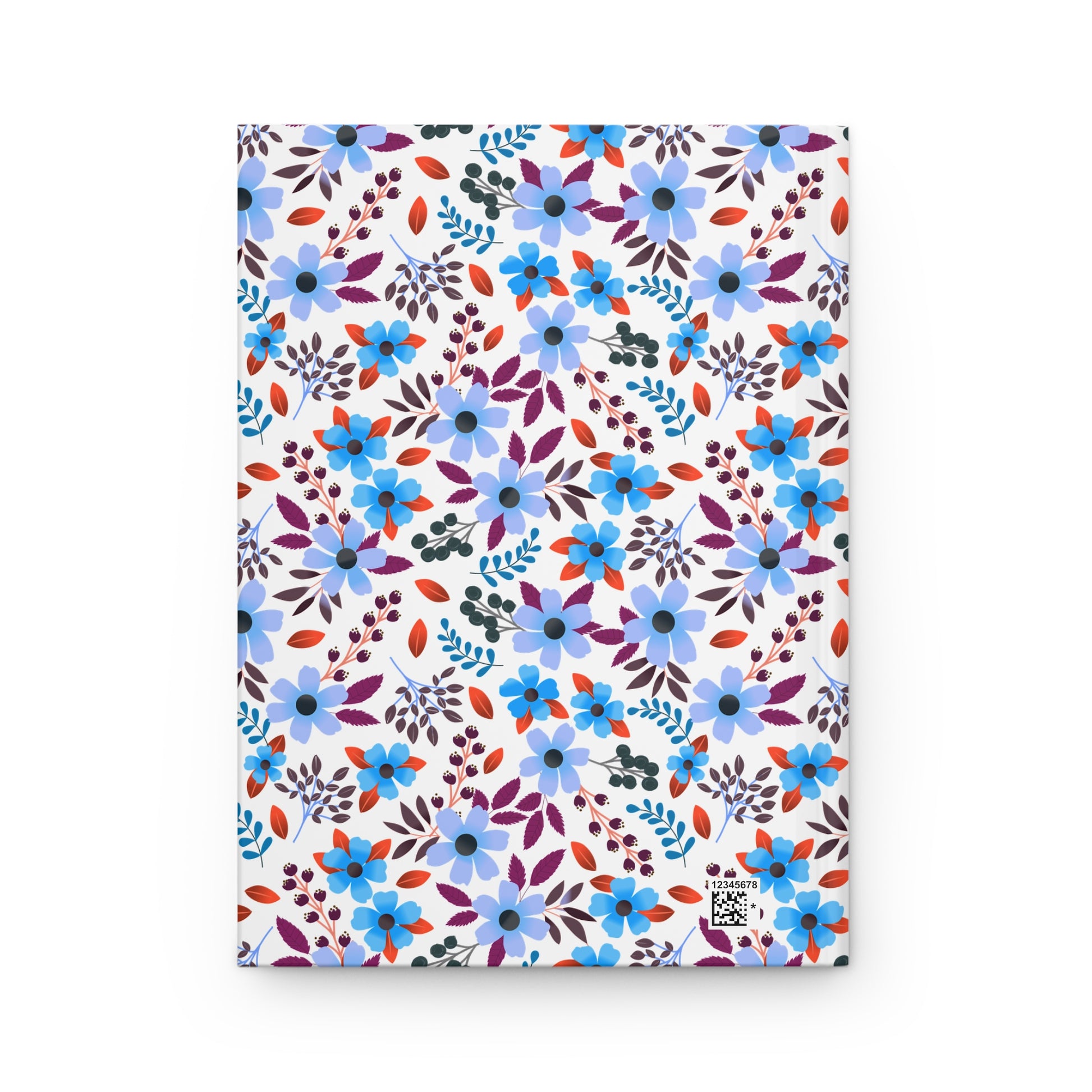 HARDCOVER JOURNAL, MATTE, RULED, 5X7, SEWN BIND, CLEAN-TEAR PAGES – BLOOM BRIGHTLY features a floral-patterned cover with a small barcode on the front, embodying FireBrook Essentials' joyful, uplifting design philosophy.