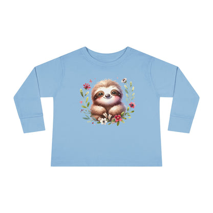 Cute Sloth Design Toddler Long Sleeve Tee -