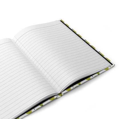 HARDCOVER JOURNAL, MATTE, RULED, 5X7, SEWN BIND, CLEAN-TEAR PAGES – PEAR, showcasing open, lined pages and a durable, matte-patterned cover, perfect for capturing thoughts with ease and elegance.