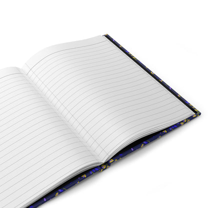 HARDCOVER JOURNAL, MATTE, RULED, 5X7, SEWN BIND, CLEAN-TEAR PAGES – EVENING BRANCHES features a navy or black cover with a floral pattern and 150 lined pages, ideal for writing.