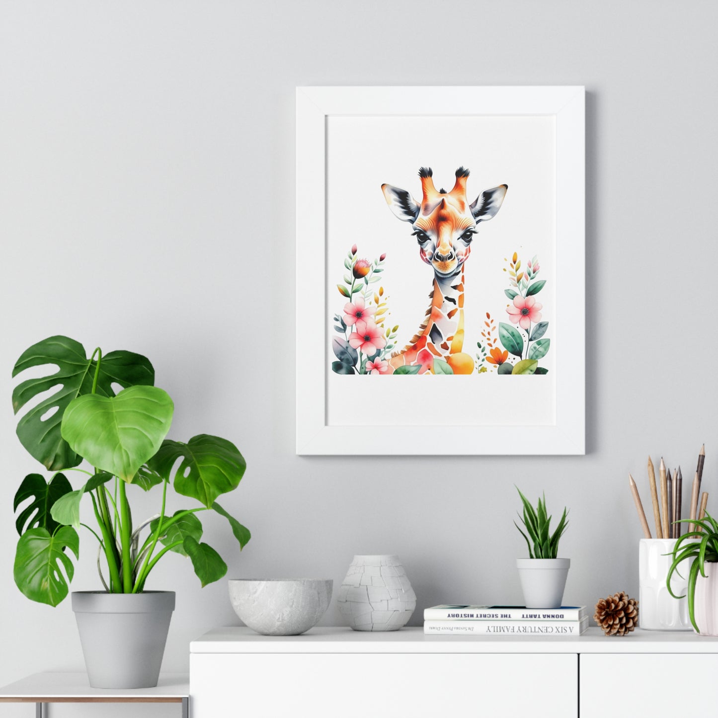 Whimsical Baby Giraffe Vertical Poster