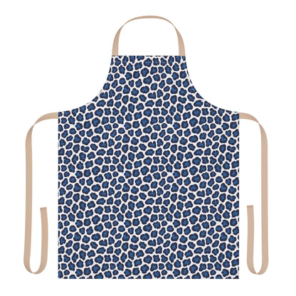 Cheetah Print Apron: Stylish apron featuring a bold blue cheetah pattern, designed for comfort and protection. Ideal for cooking or crafting, aligning with FireBrook Essentials' joyful, uplifting style.