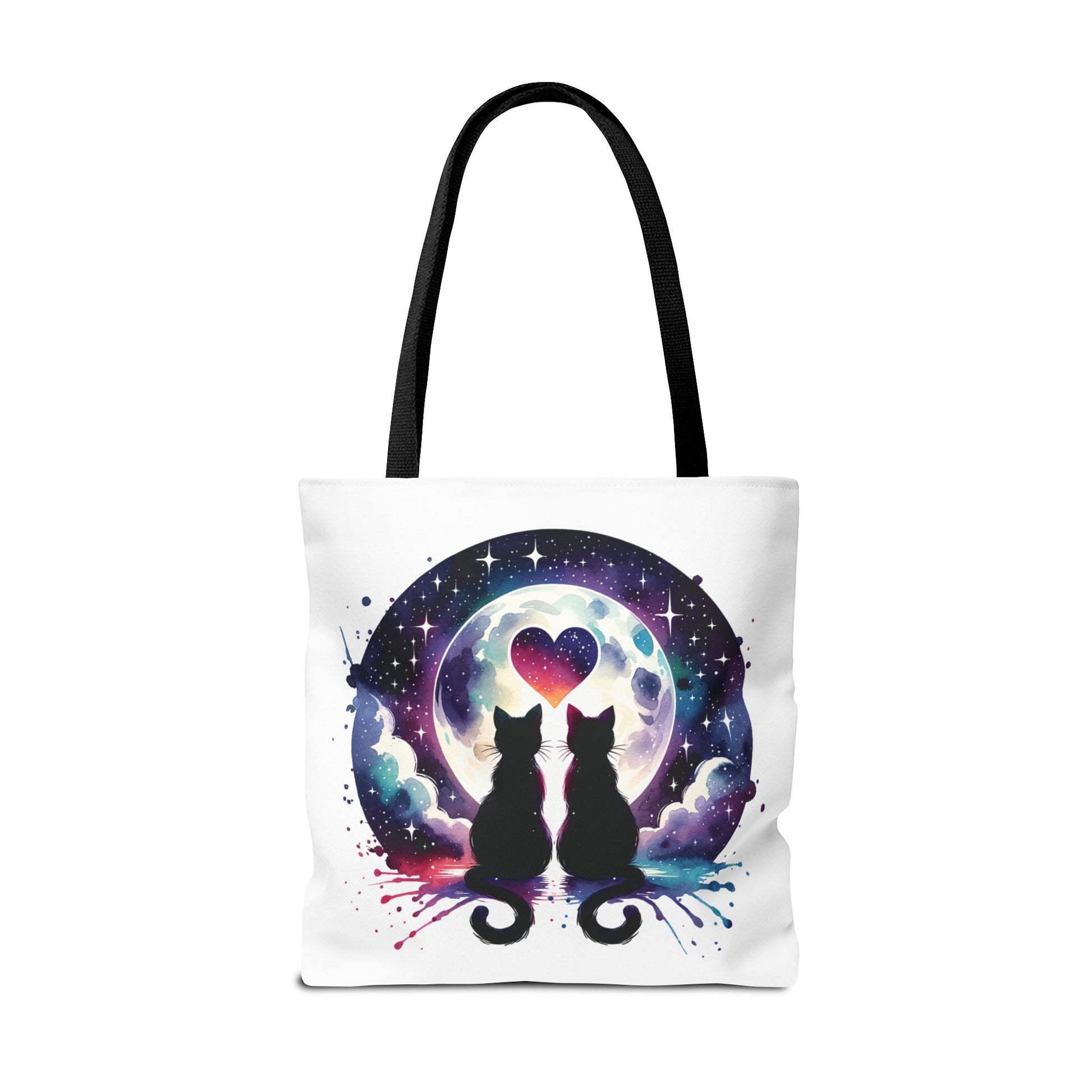 Copy of Cat Lovers Under the Moon Tote Bag with durable polyester body and reinforced handles, perfect for carrying essentials. Ideal for cat enthusiasts seeking a quirky, stylish accessory from FireBrook Essentials.