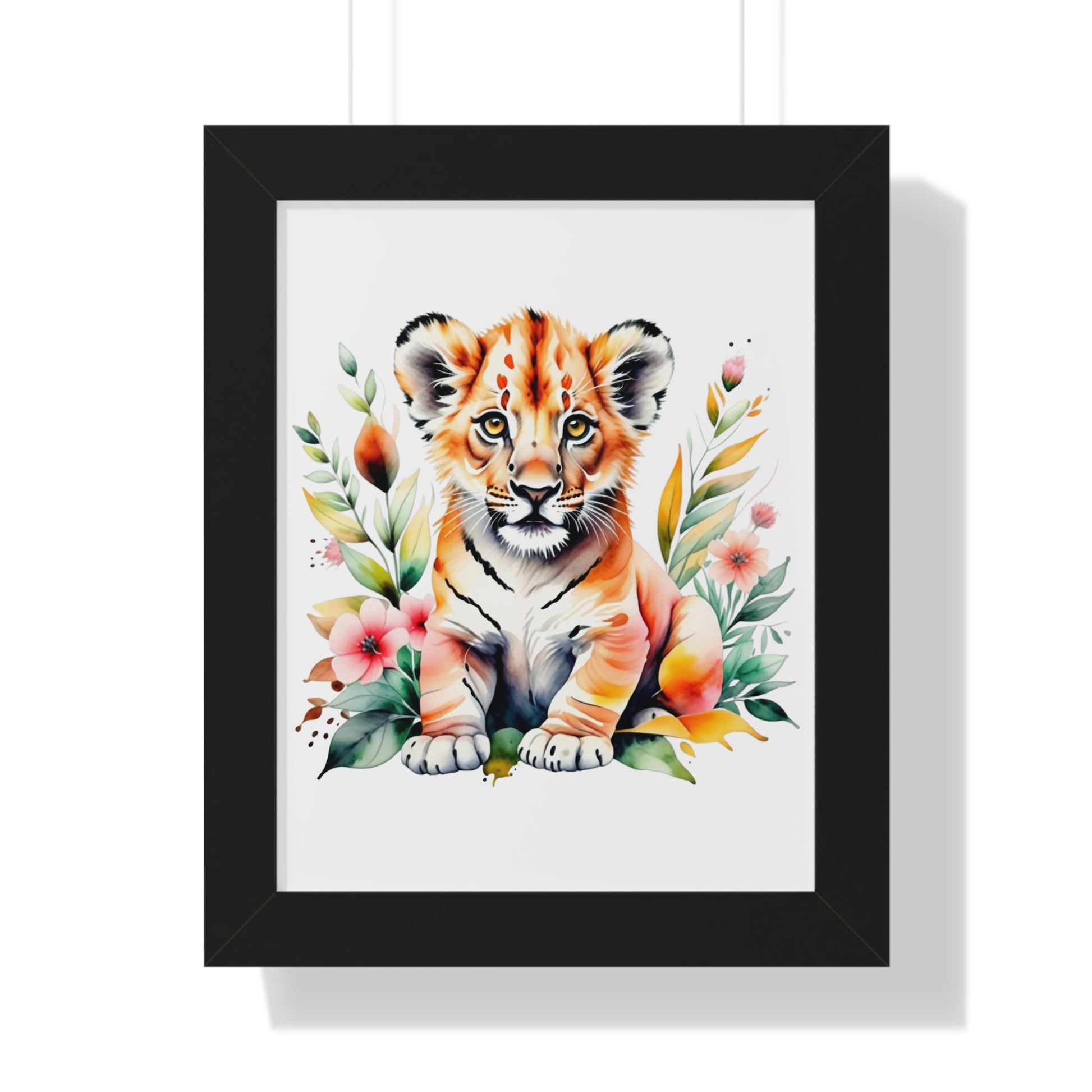 Whimsical Baby Tiger Wall Art featuring a playful tiger cub in a detailed illustration, perfect for nurseries or children's rooms. Ideal for adding charm and delight to any space.