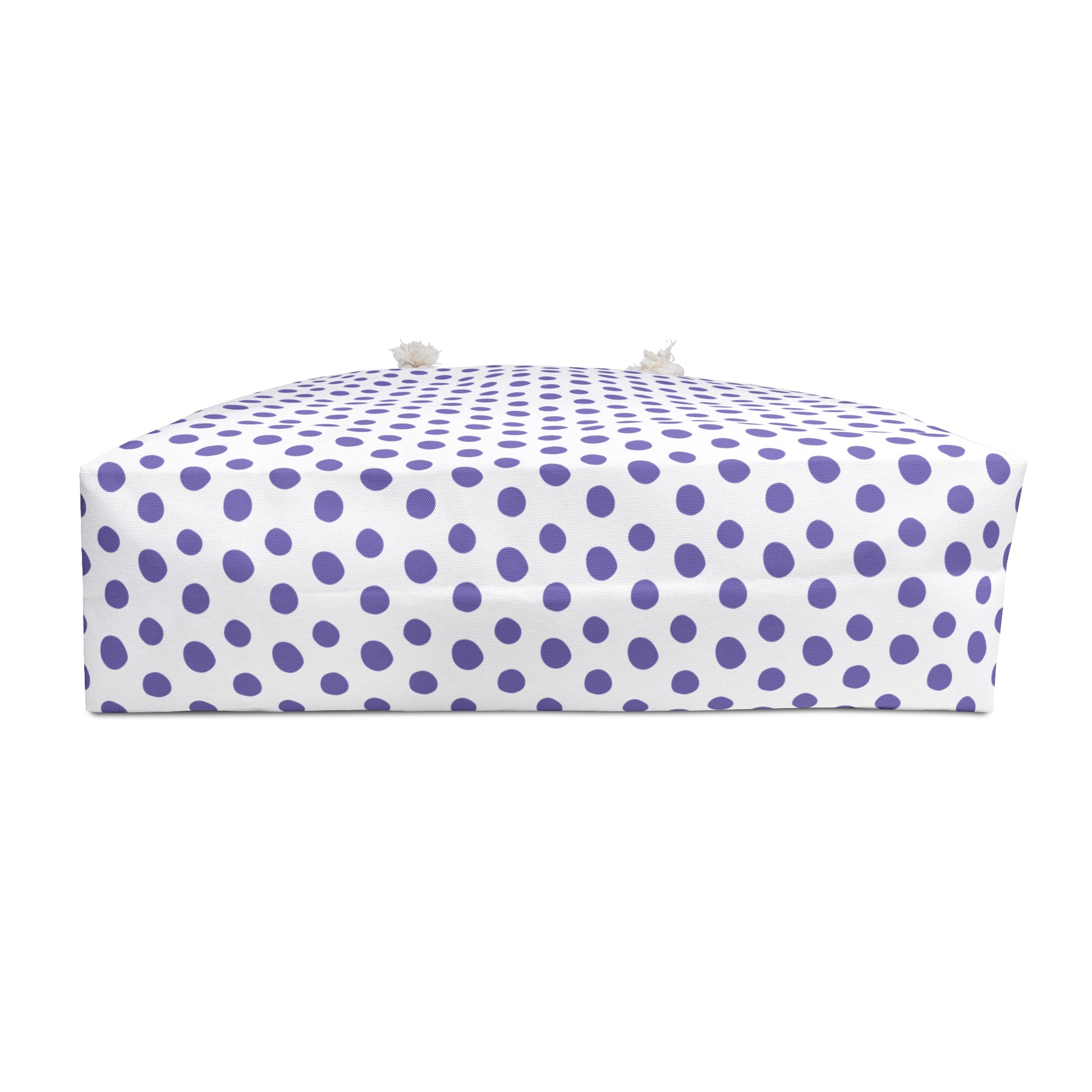 Weekender Bag - Light Purple Polka (small) Dots Travel Tote; features playful light purple polka dots on a white background, ideal for stylish travel with spacious design and sturdy rope handles.