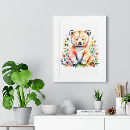 Whimsical Bear Art Print - Framed Poster for Kids' Room Decor