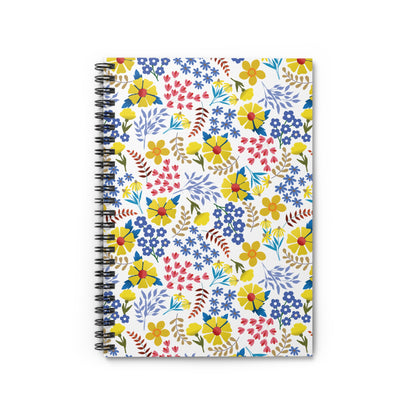 Floral Spiral Notebook featuring a vibrant floral pattern, perfect for inspiring creativity and organization. Ideal for students or professionals, it embodies FireBrook Designs' commitment to joyful, uplifting products.