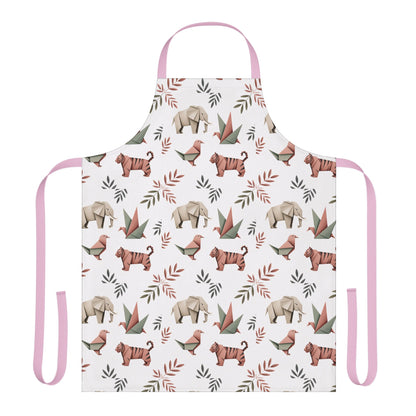 Apron, Origami Animals Pattern Design: This modern Japanese-style apron features intricately folded origami animals, combining comfort and whimsy. Ideal for adding a unique touch to your cooking attire.