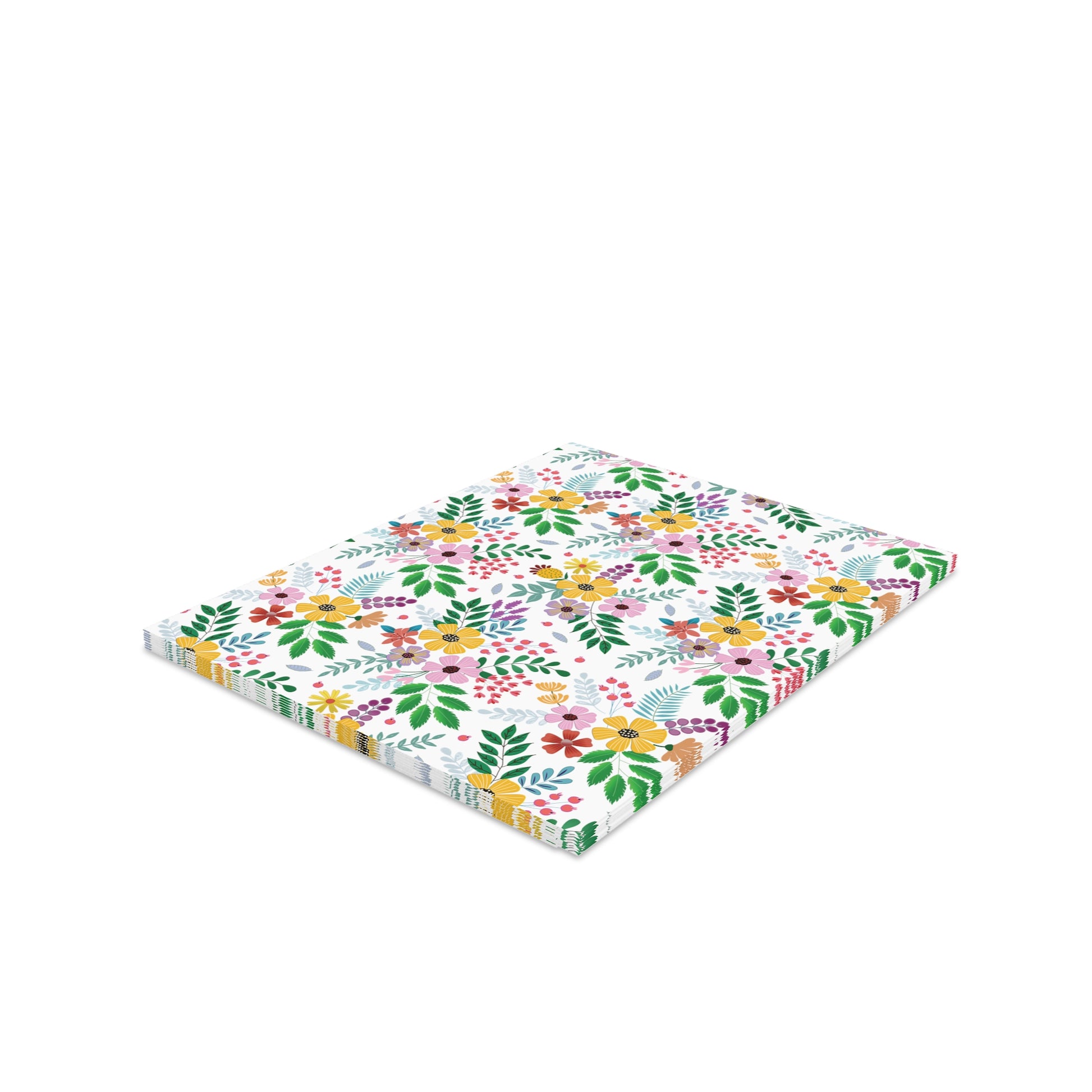 Floral Greeting Cards — Pack of 8/16/24 features vibrant, hand-drawn wildflowers on a soft white background. These matte-finish cards, perfect for heartfelt messages, come with matching envelopes.